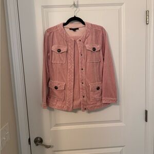 Boston Proper Pink Velour Jacket & Pant Set